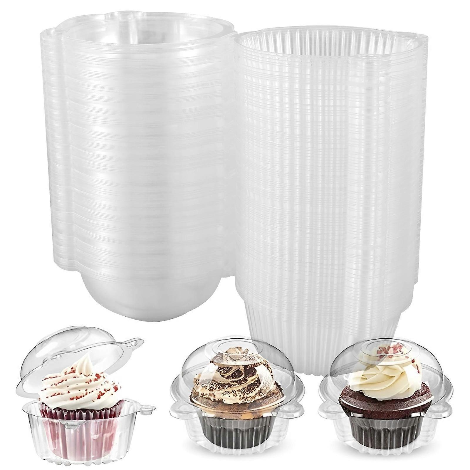 FUYGRCJ 100Pcs Cake Slice Boxes Reusable Cupcake Slice Container with Lid Stackable Clear Single Dessert Box