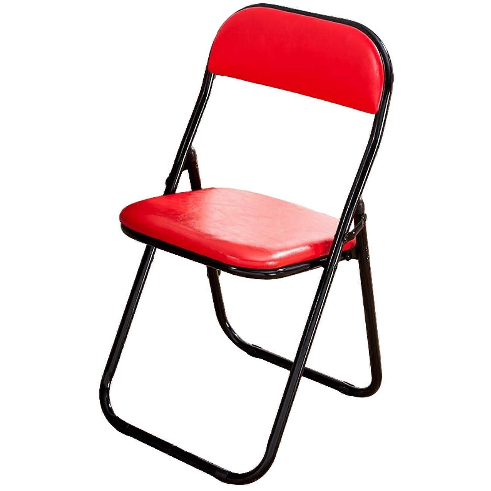 Folding Dining Chair with Cushion, Durable Carbon Steel Frame, NonSlip Pads, Red 44x41x81cm