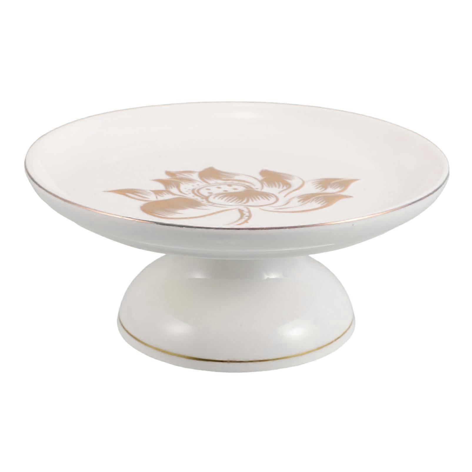 Ceramic Footed Fruit Bowl 6 Inch  Elegant Decorative Tray for Kitchen Counter and Serving Snacks
