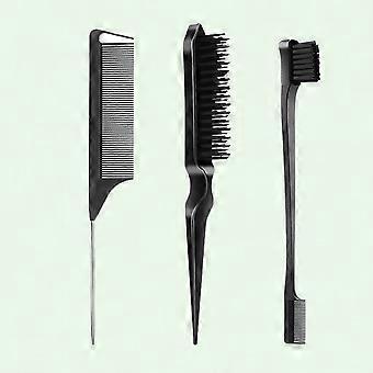 3-teiliges Haarbürsten-Set mit Kantenbürste, Borstenbürste und Stielkamm – perfekt zum Glätten von Babyhaaren und abstehenden Härchen