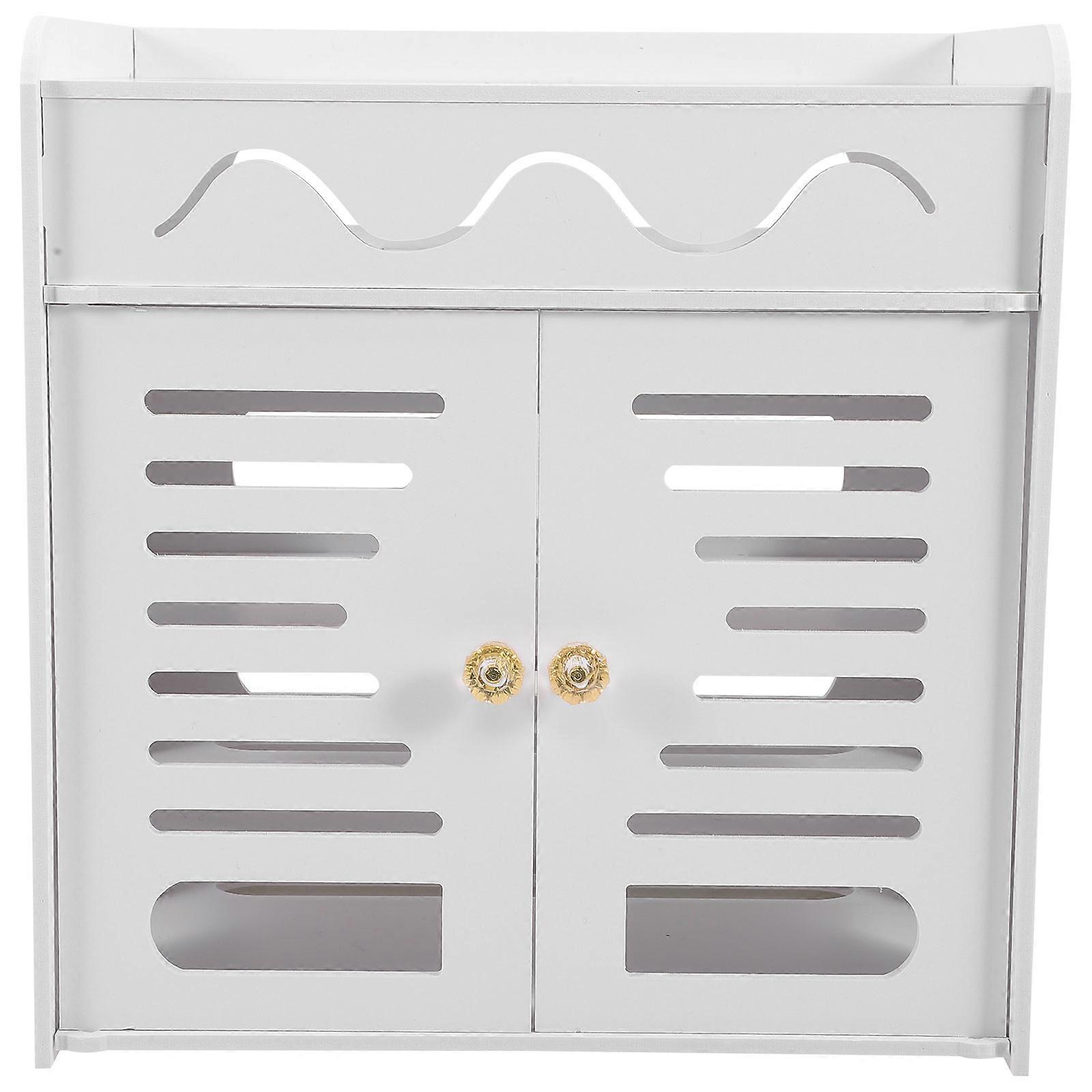 White Plastic Router Storage Box for Cable Storage 2Pcs Four Layer Container