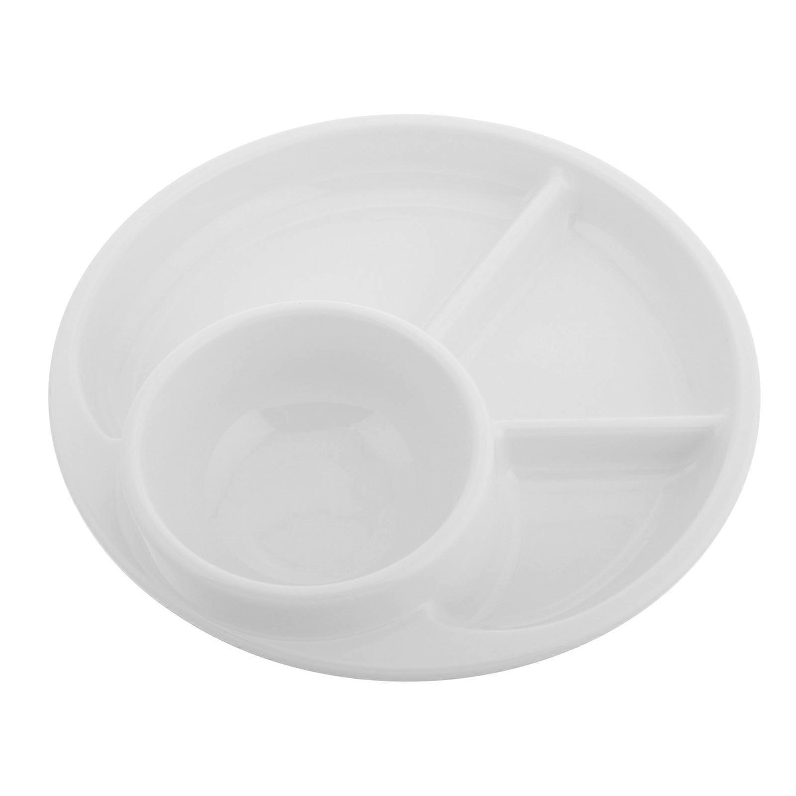 3 Compartment Divided Plates for Portion Control White Reusable
