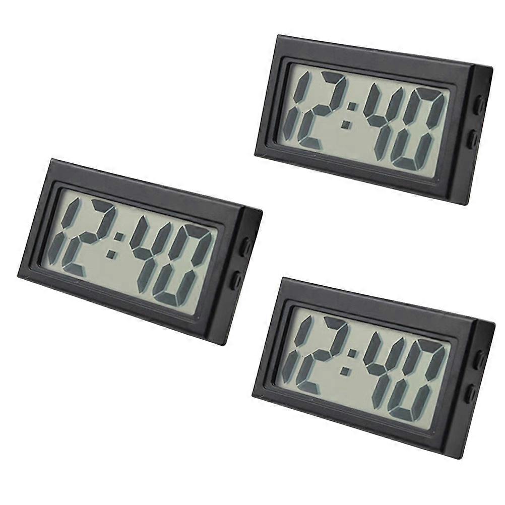 Digital Mute Clocks Mini Rectangular Design for Indoor Car Use 3Pcs