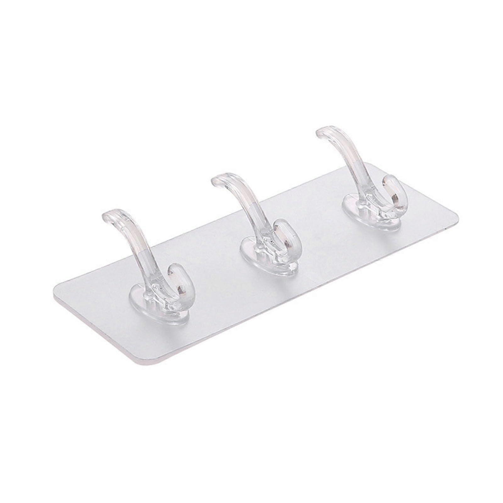 Self Adhesive Wall Hooks Heavy Duty Waterproof Punch Transparent Hooks for Bathroom Kitchen