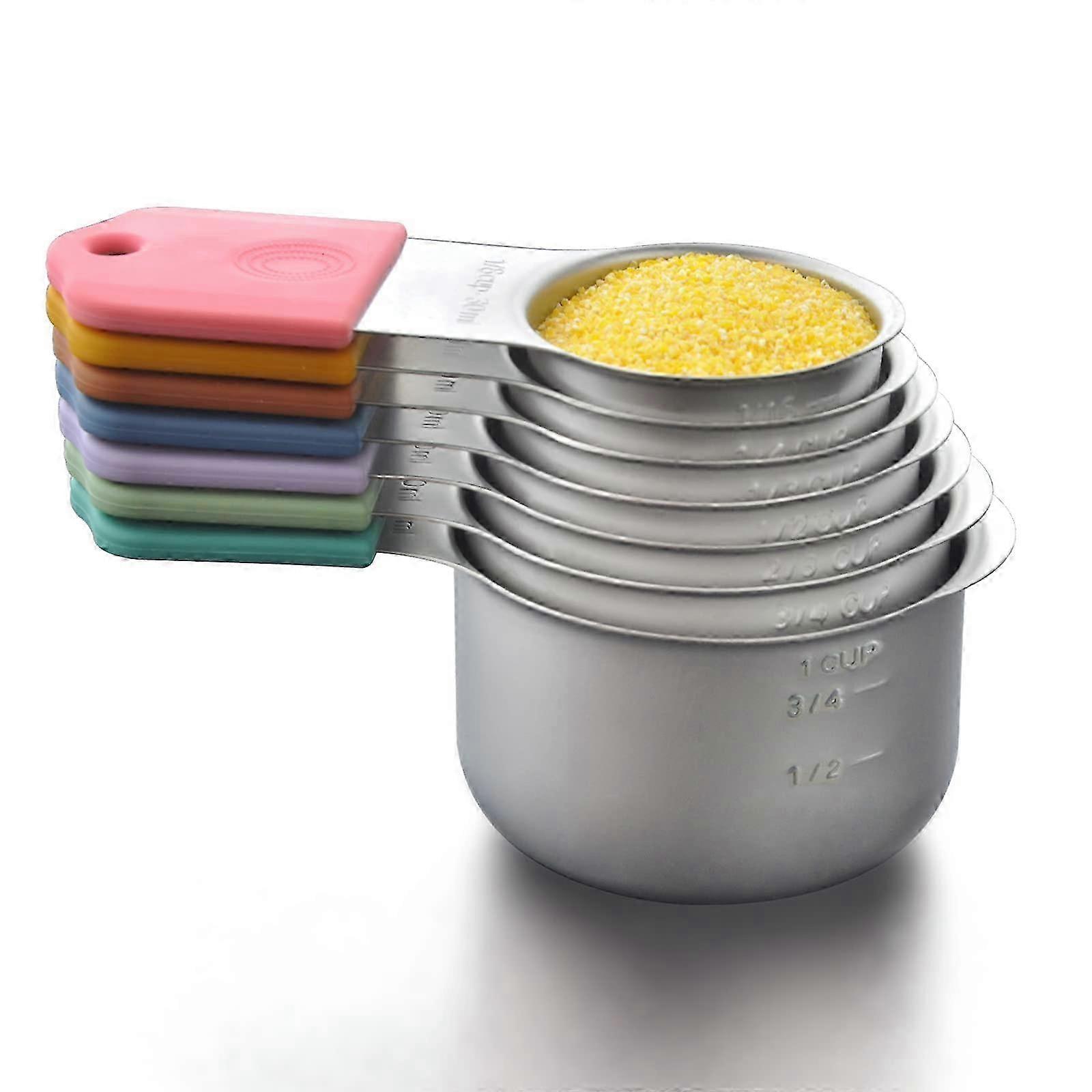 2026 7-Piece Magnetic Stainless Steel Measuring Cups - Stackable Dishwasher-Safe Set (Multi-Pack)