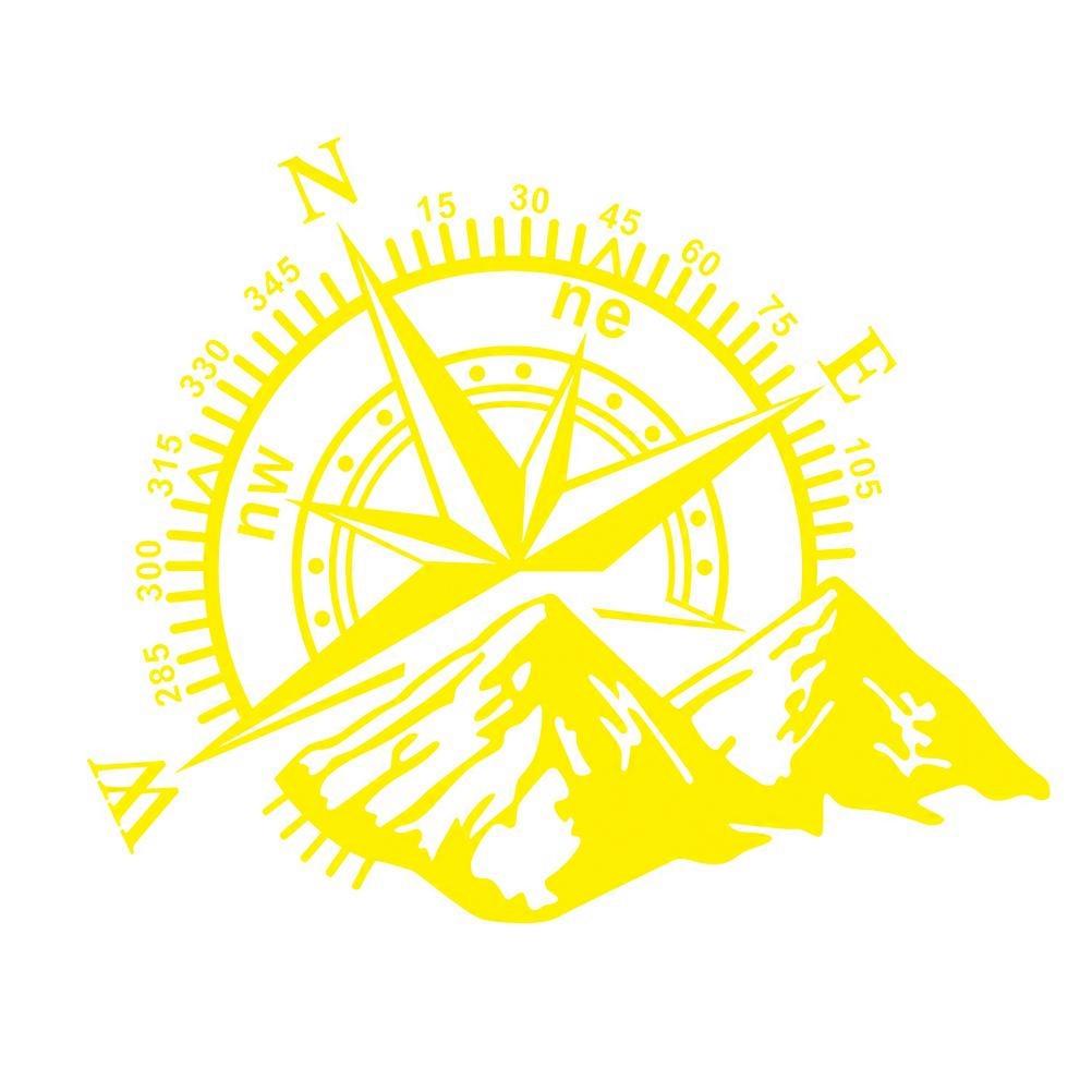Compass Navigation Car Sticker Yellow PVC for Decoration 1Pcs