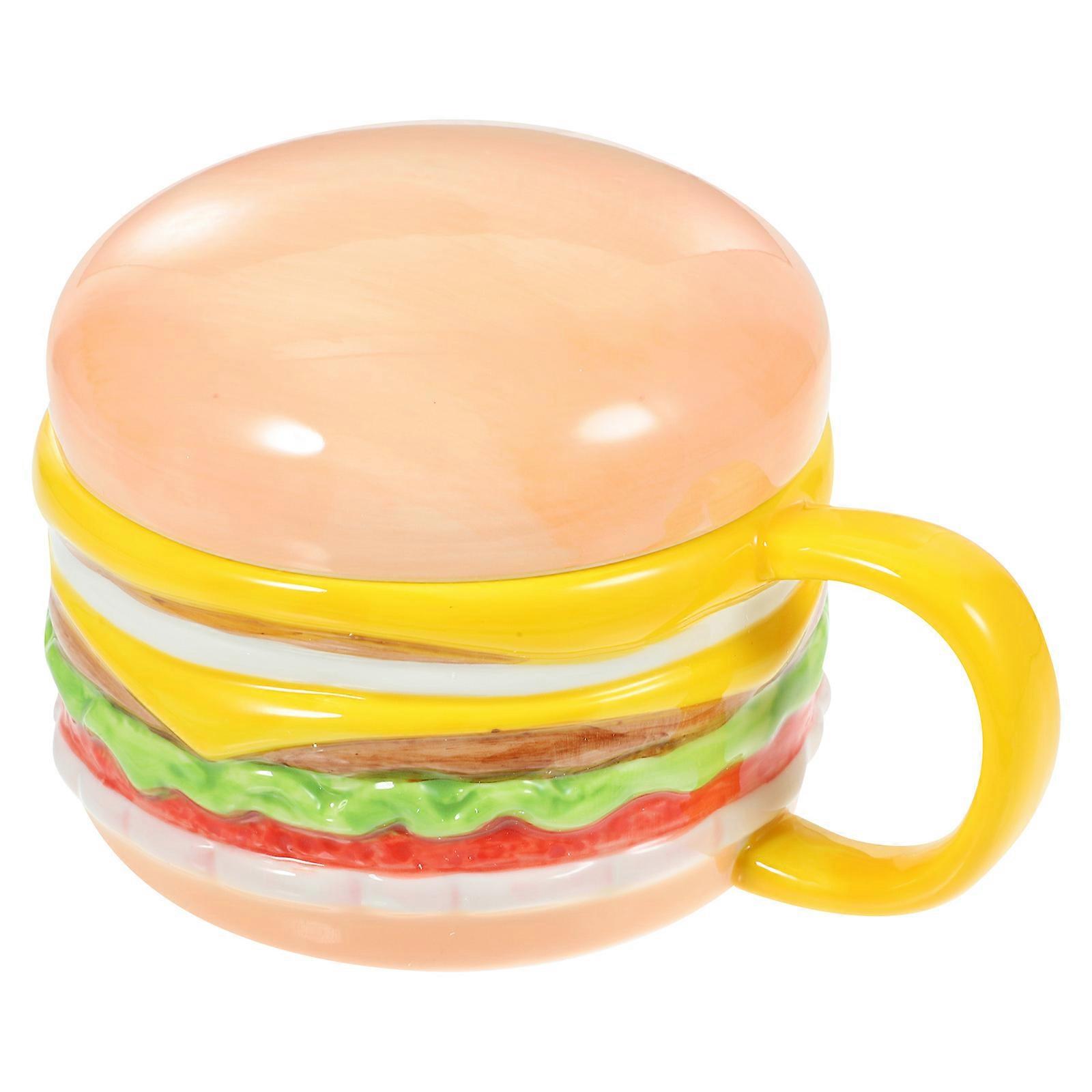 Ceramic Mug Burger Style Coffee Cup for Drinking 3Pcs Bundle