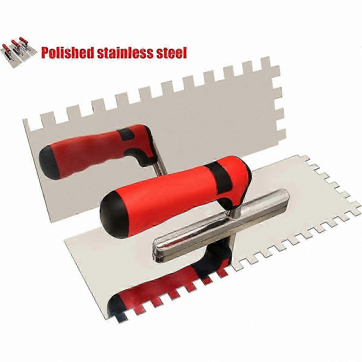 Square Notched Trowel Set with Grout Sponge and Work Gloves for Masonry Projects