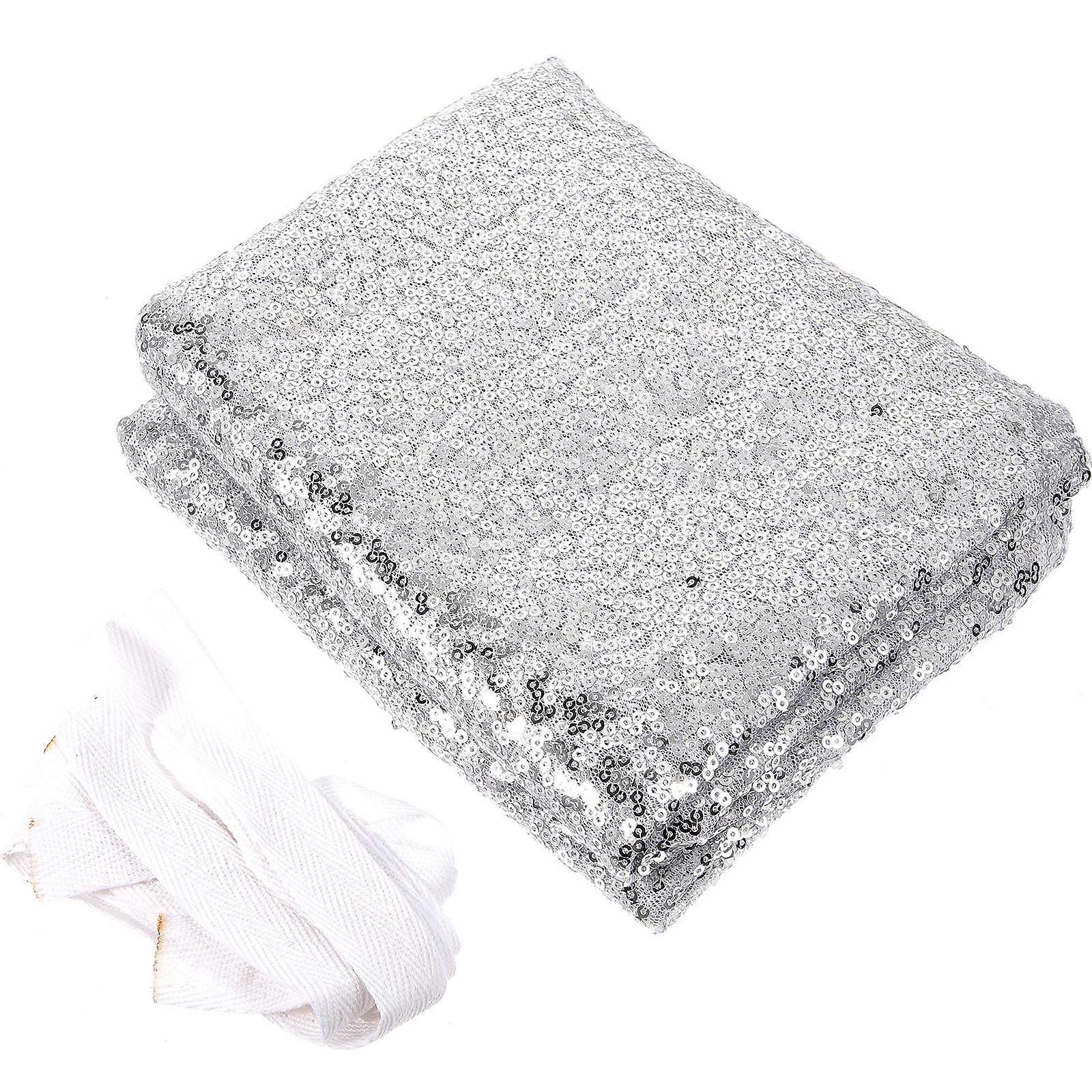 Sequin Backdrop Curtain for Decorations 5Pcs Silver Glitter Photo Backdrop