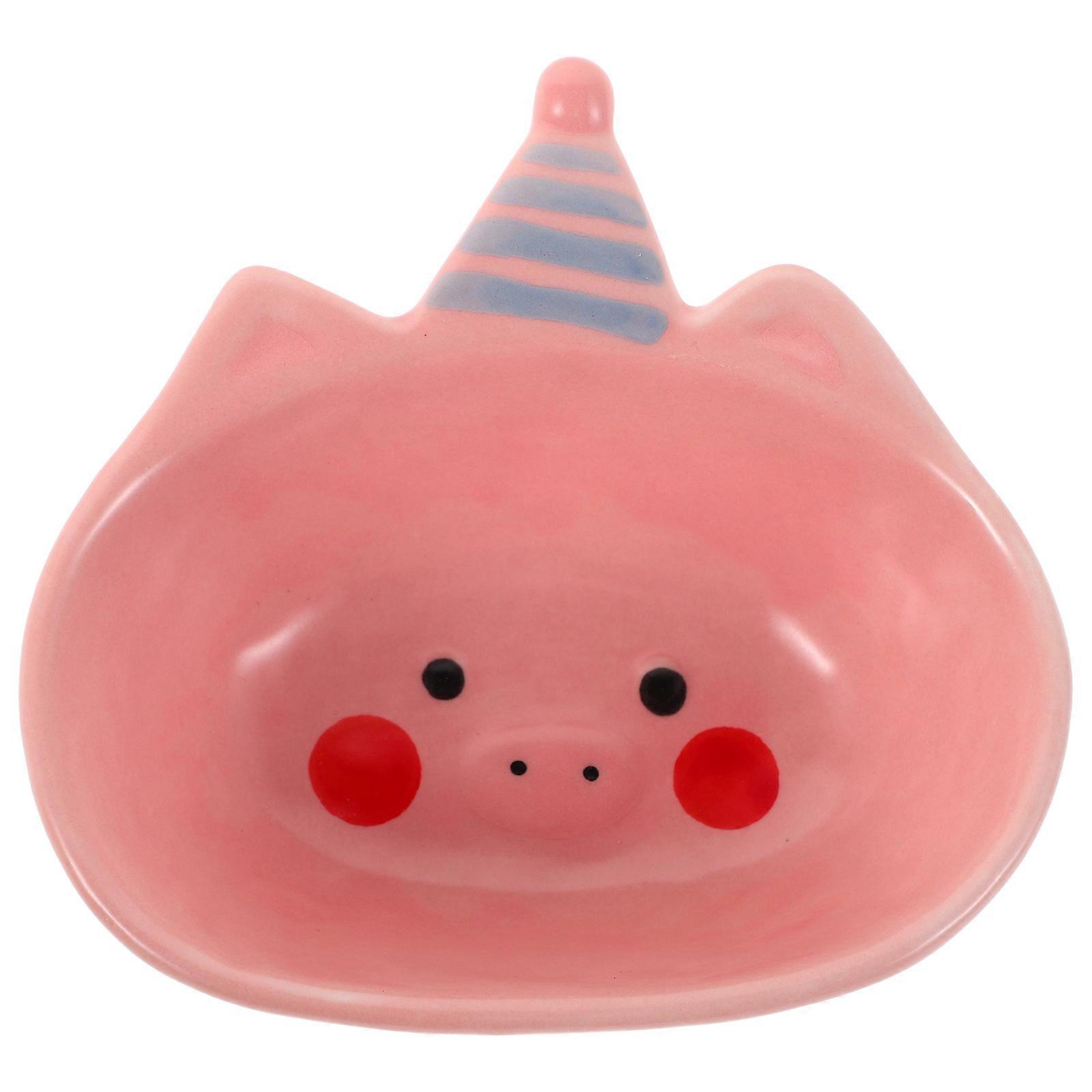 Ceramic Pink Small Cute Bowl for Serving Condiments Cartoon Pig