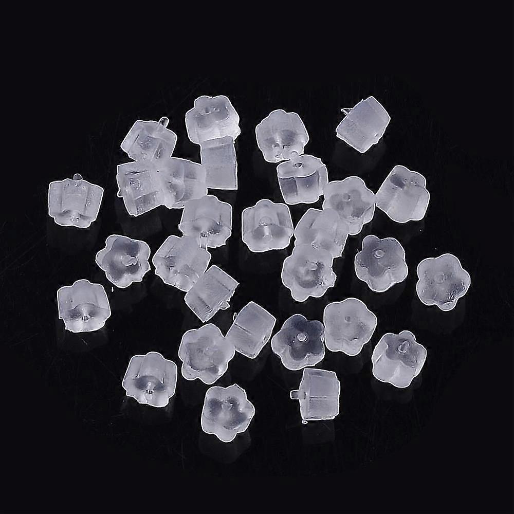 Plastic Ear Nuts Earring Backs Clear 4x4x2.5mm Hole: 0.5mm