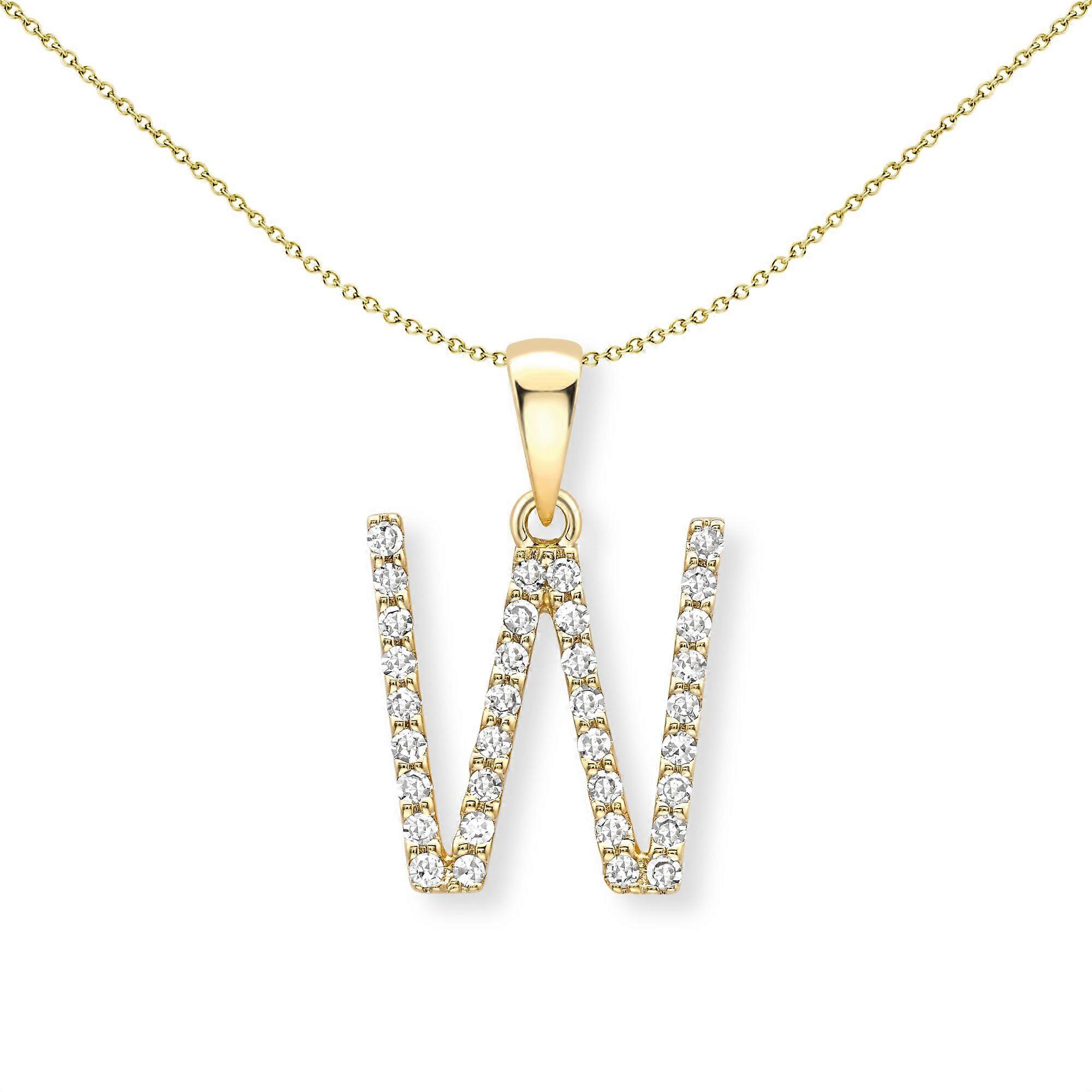 Jewelco London 18K 黄金钻石首字母吊饰字母 宽 9 毫米 x 15 毫米