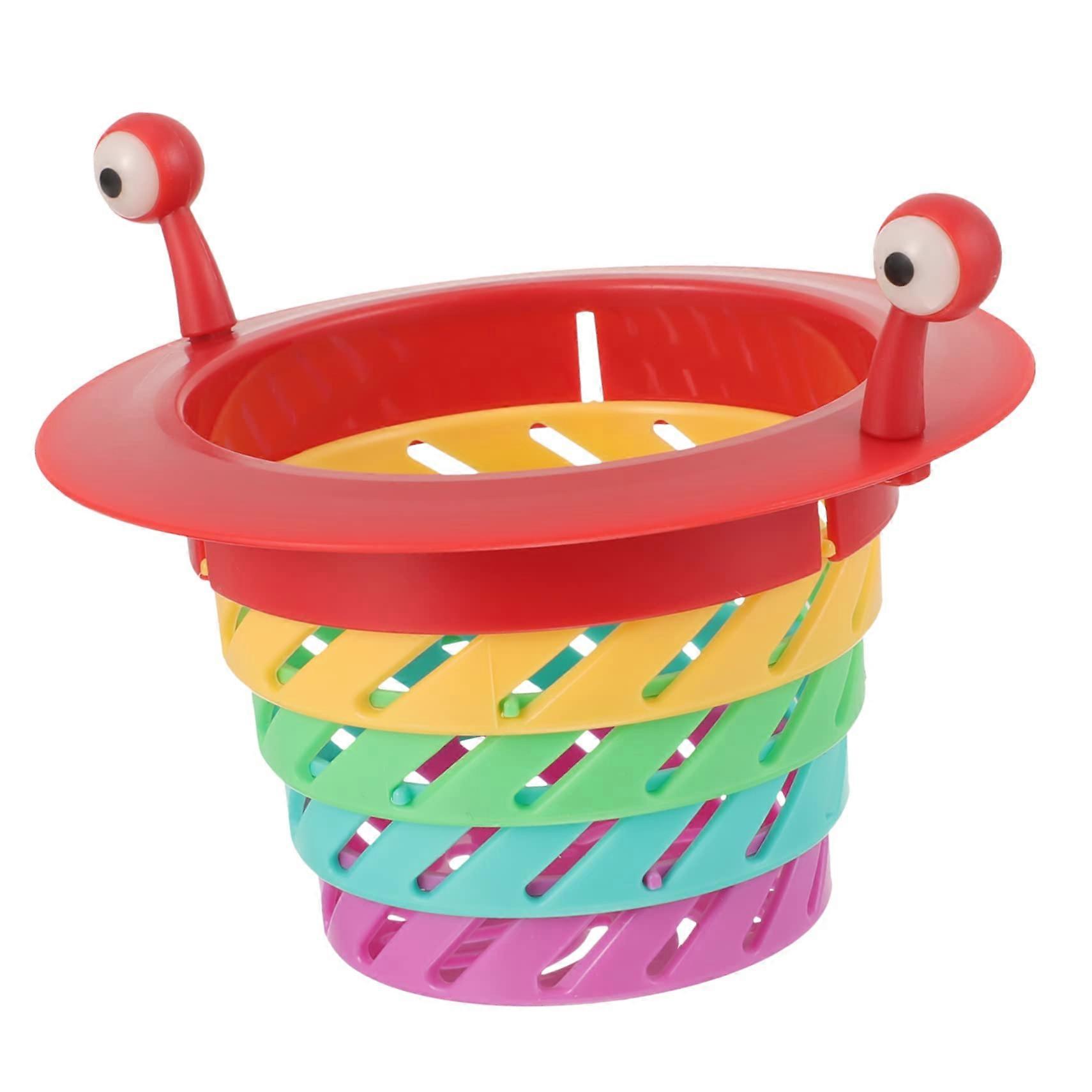 Wide Rim Kitchen Sink Strainer Large Capacity Waste Filter Cartoon Rainbow Plastic Design