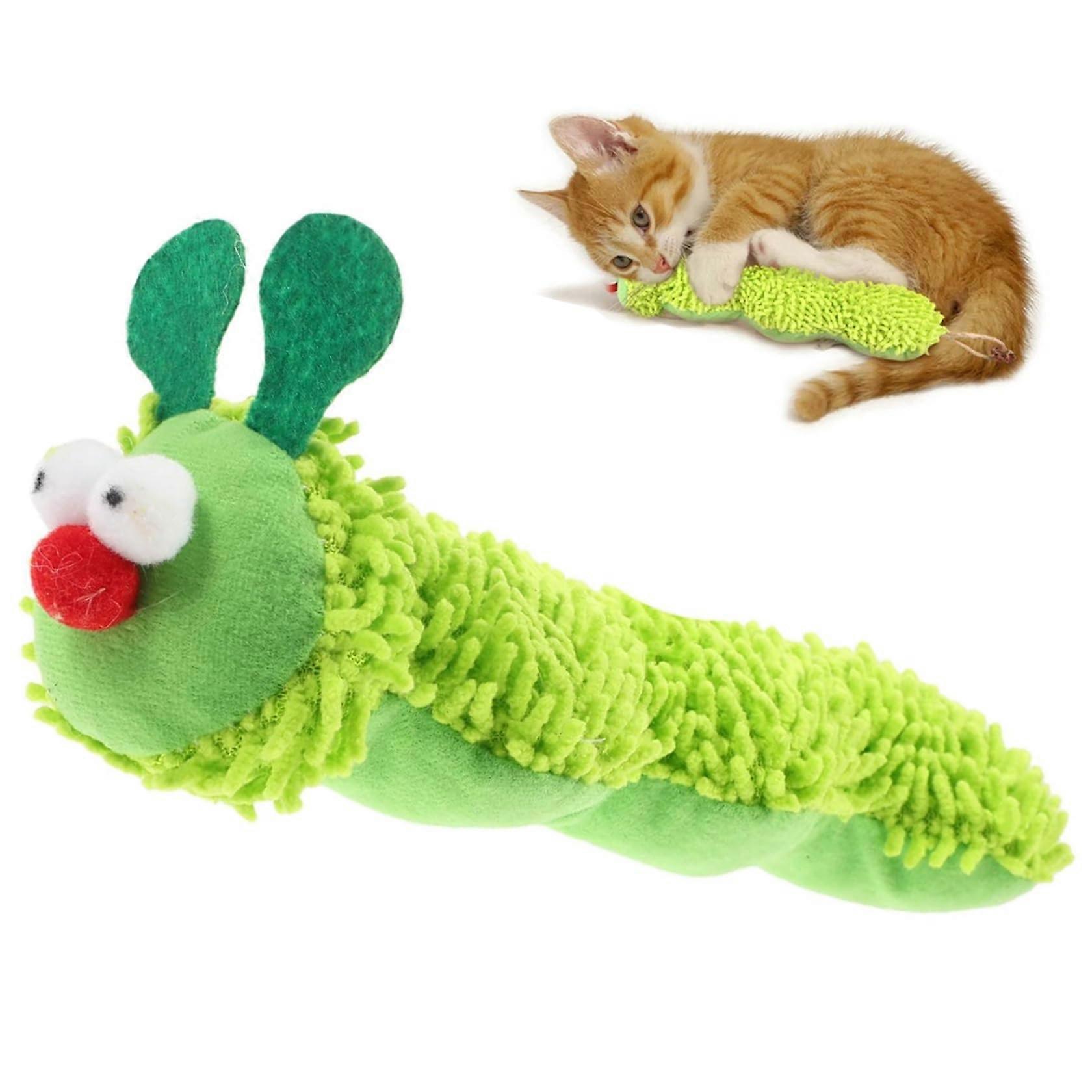 Catnip Cat Toy Interactive Plush Caterpillar Shape Chew Cushion for Indoor Kitten Teething