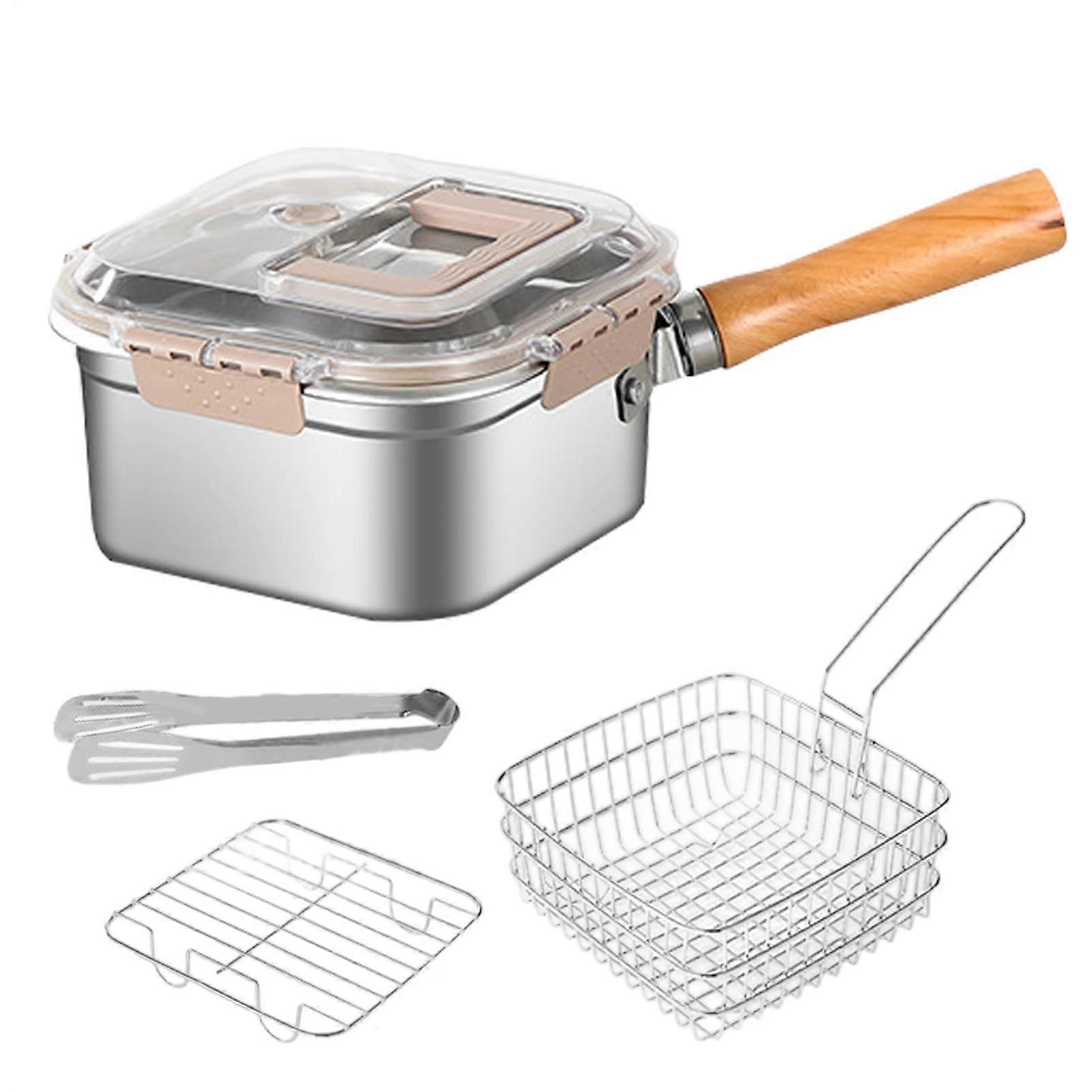 Deep Fryer with Removable Basket, Non Stick Pot, Foldable Handle, MultiHeat Source Compatible