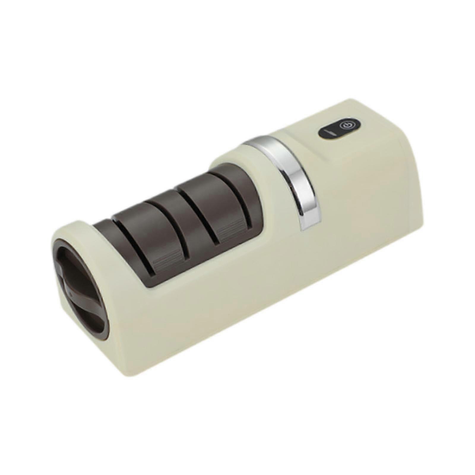 Electric Knife Sharpener with Automatic Sharpening, Coarse and Fine Modes for Kitchen and Camping, White