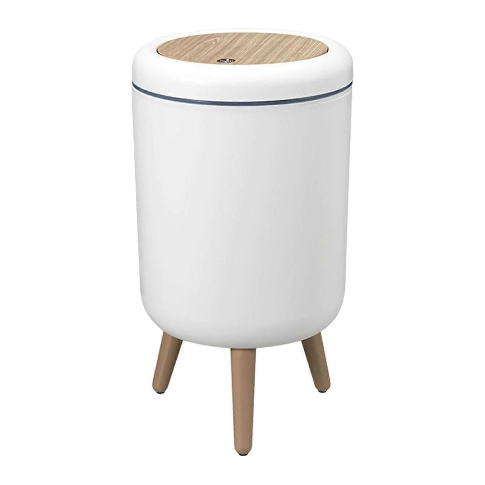 Nordic Trash Can with Pedal Legs Push  Lid Elevated Base Waste Bin for Bathroom Kitchen