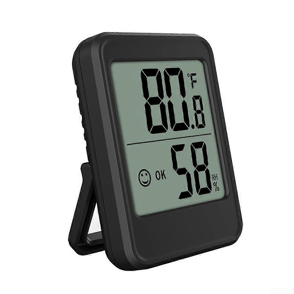 Digital Hygrometer Indoor Thermometer with Large Clear Display Magnetic Back Wall Mount Stand Black