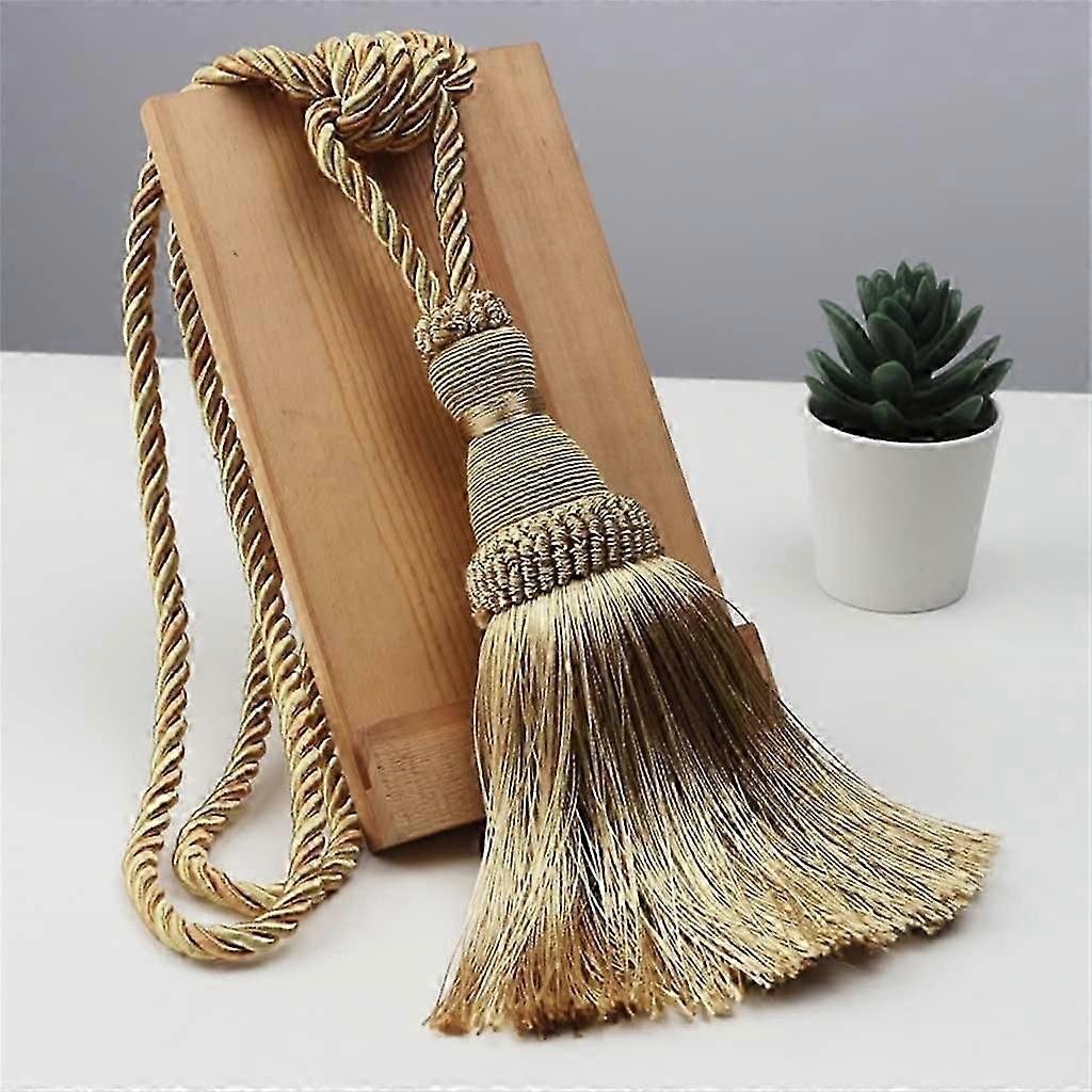 Decorative Tassel Curtain Tiebacks Single Ball Rope Handmade Holdbacks with Quick Hook Closure