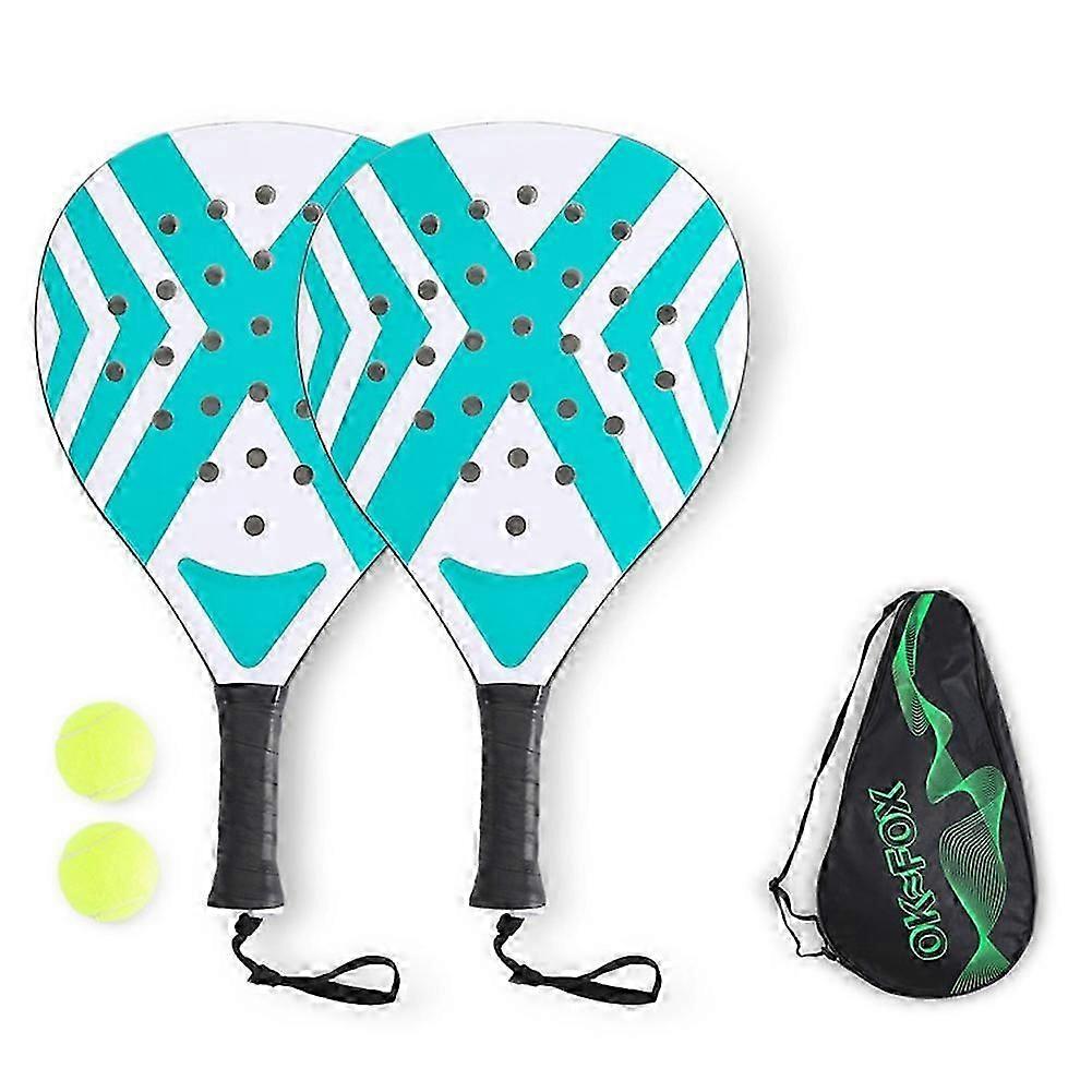2pcs Padel Rackets with Balls & Bag, Control Smart Holes Design