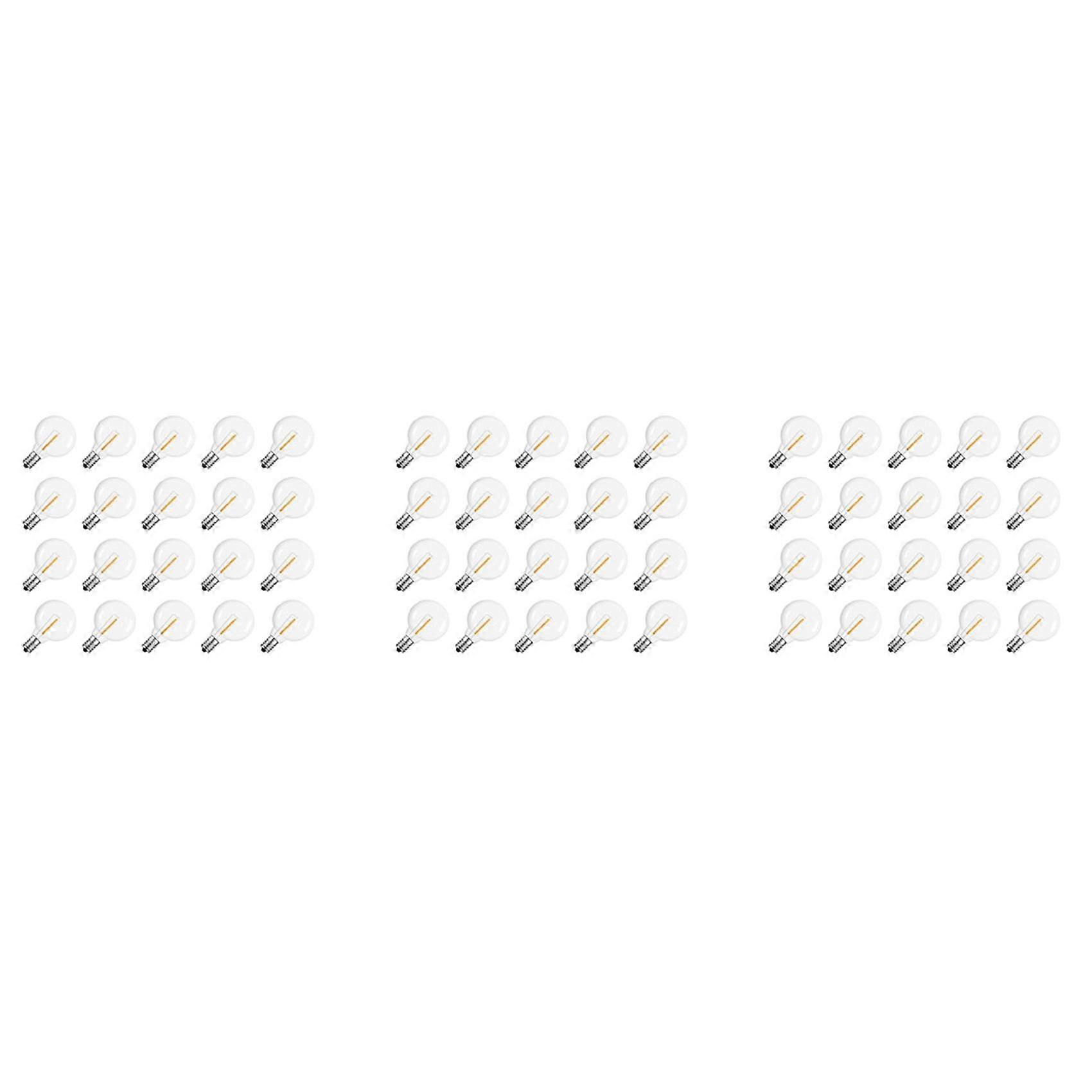 60 Pcs G40 LED Replacement Light Bulbs E12 Screw Base Shatterproof LED Globe Bulbs for Solar String Lights Warm