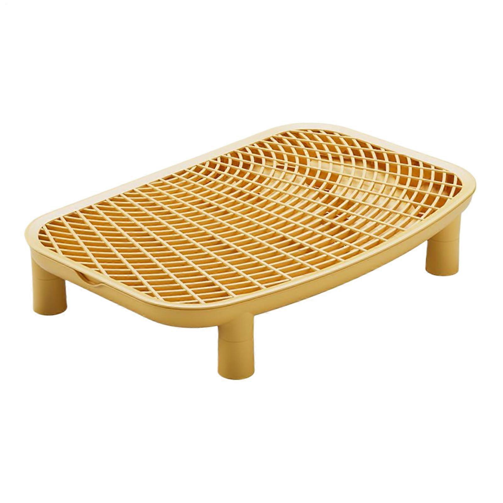 Cat Ramp with Double Layer Litter Box Step, Elevated Training Ramp for Easy Cat Access, Space Saving Yellow Design