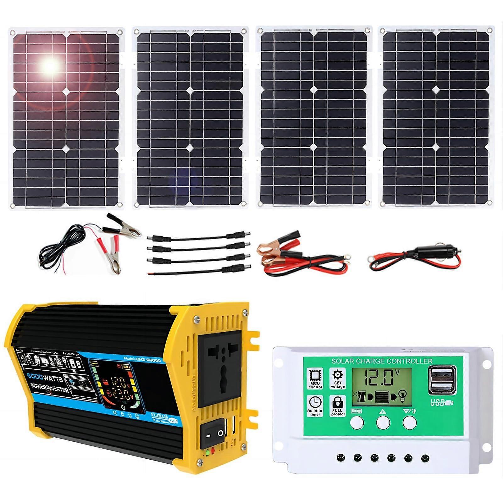 6000W 100W Foldable Solar Panel Kit for RV Camping OffGrid Power System with Inverter and Controller