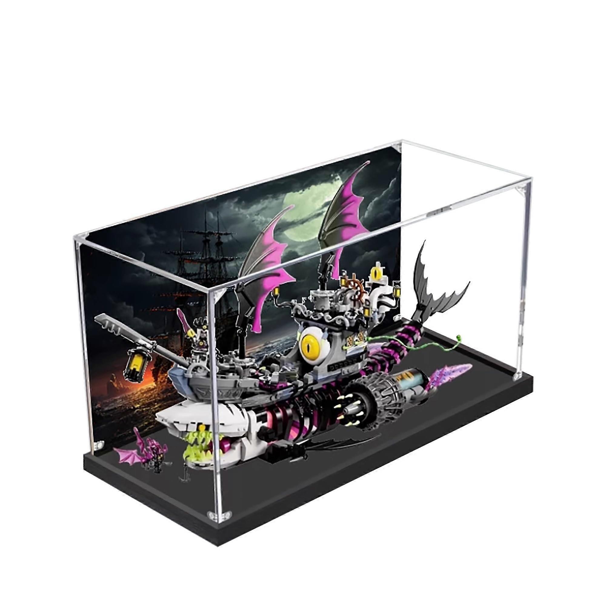 Acrylic Display Case Compatible with  71469 Shark Boat Model, Dustproof UV Protection Clear Box