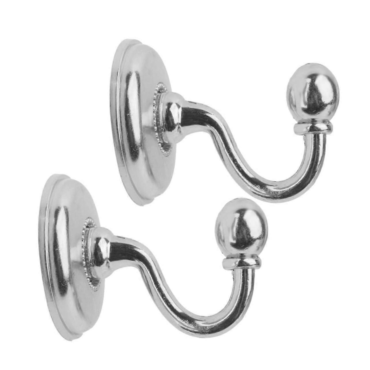 2Pcs Vintage Silver Curtain Holdbacks Alloy Wall Mounted Decorative Tieback Hooks