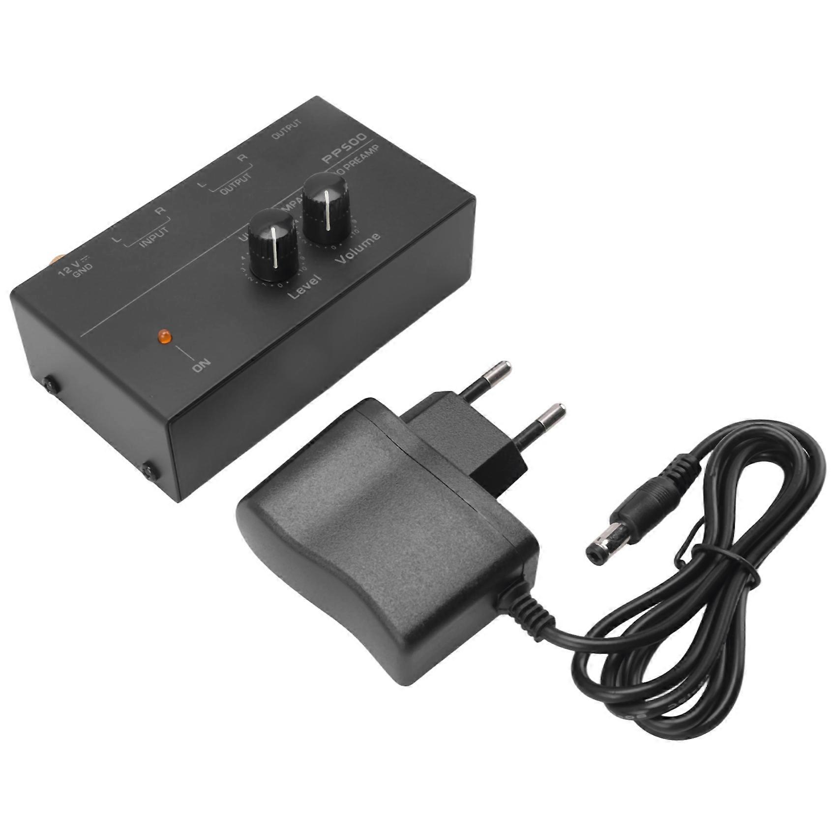 PP500 Ultra-Compact Phono Preamp Pre Amp Preamplifier with Level Volume Control EU Plug