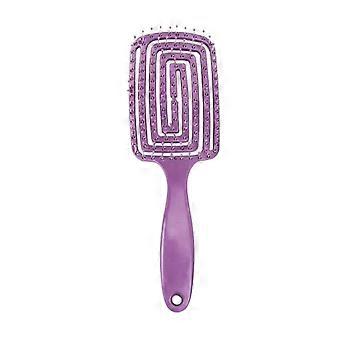 Hair Detangling Brush with Vented Nylon Bristles for Wet and Dry Hair, Curved Scalp Massage Purple
