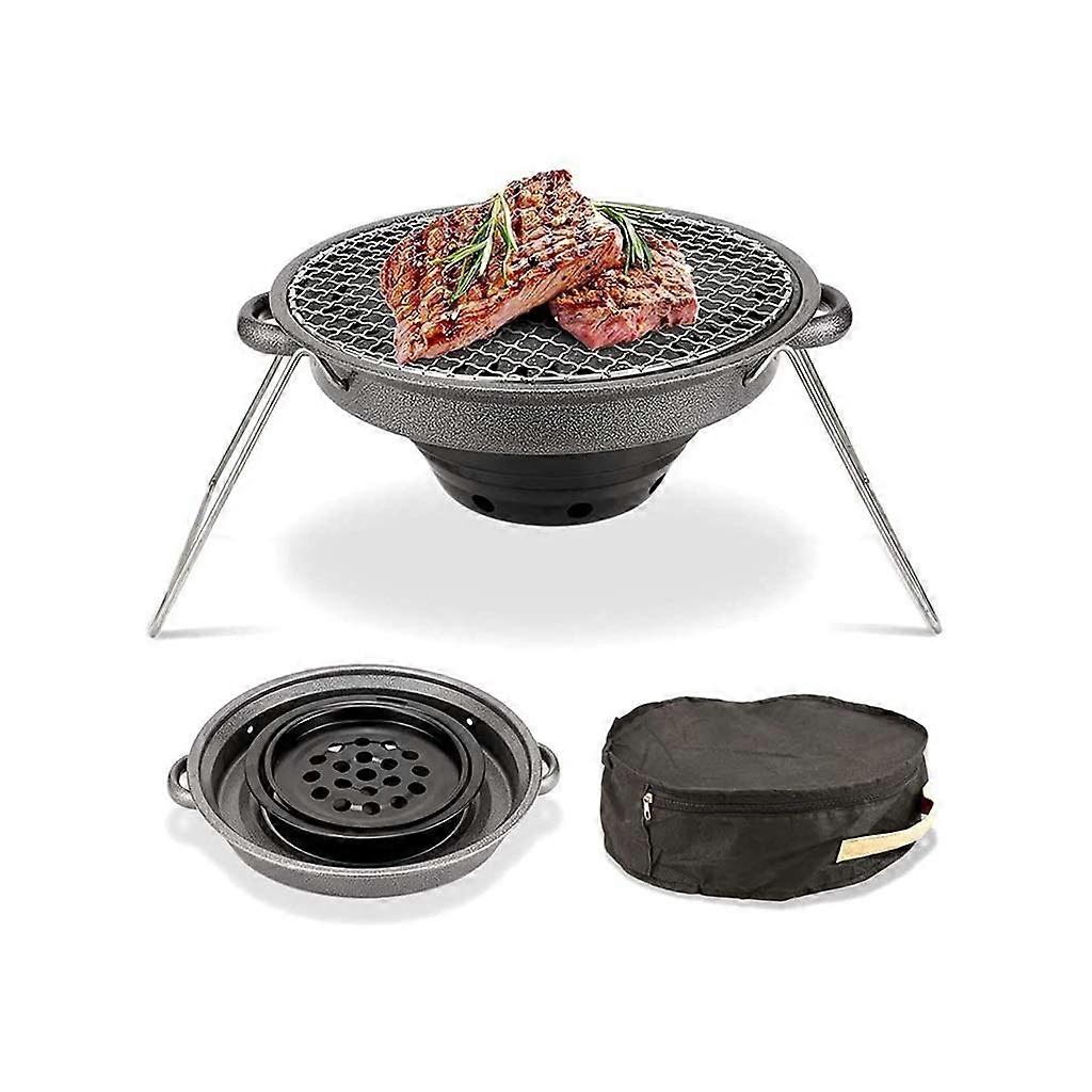 Portable Charcoal Grill for Camping with Even Heating and Smokeless Nonstick Surface