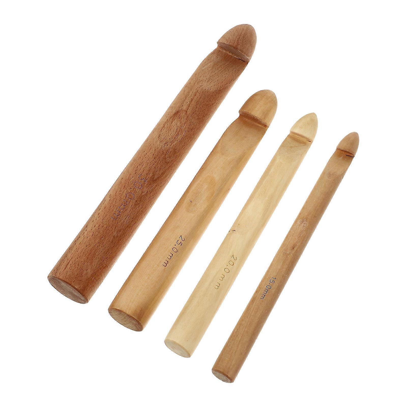 Wooden Crochet Hook Knitting Tool for DIY Use 4Pcs Practical Set