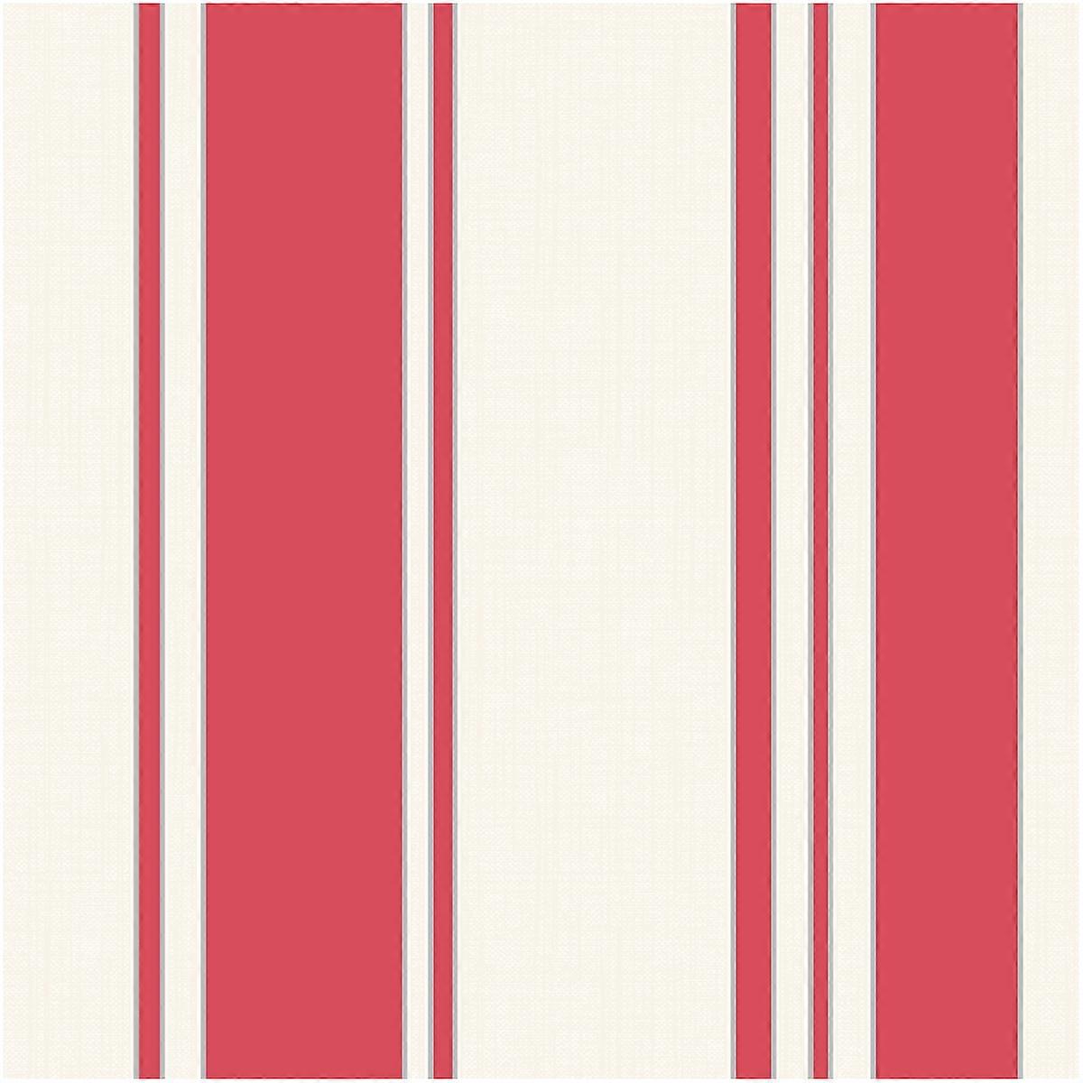 Red/Silver Cream Stripe Wallpaper