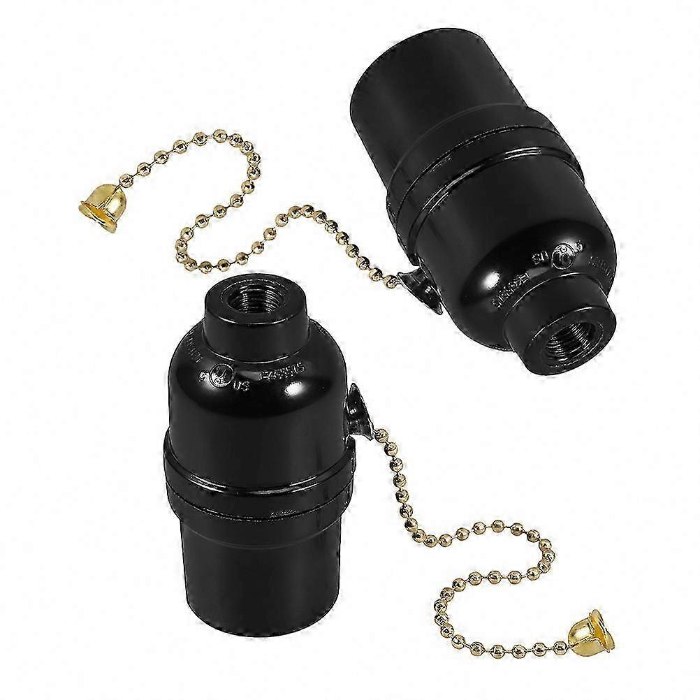 Black Bakelite Light Socket Pull Chains (2-Pack) for Table and Ceiling Lamps, Durable and Easy to Install