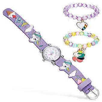 1 Set Kids Unicorn Watch Cartoon Watch with Delicate Bracelets Nice Birthday Children's Day Gifts