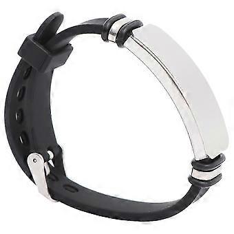 Wrist Band Stainless Steel Curved Card Silicone Hand Rope Decoration Silver