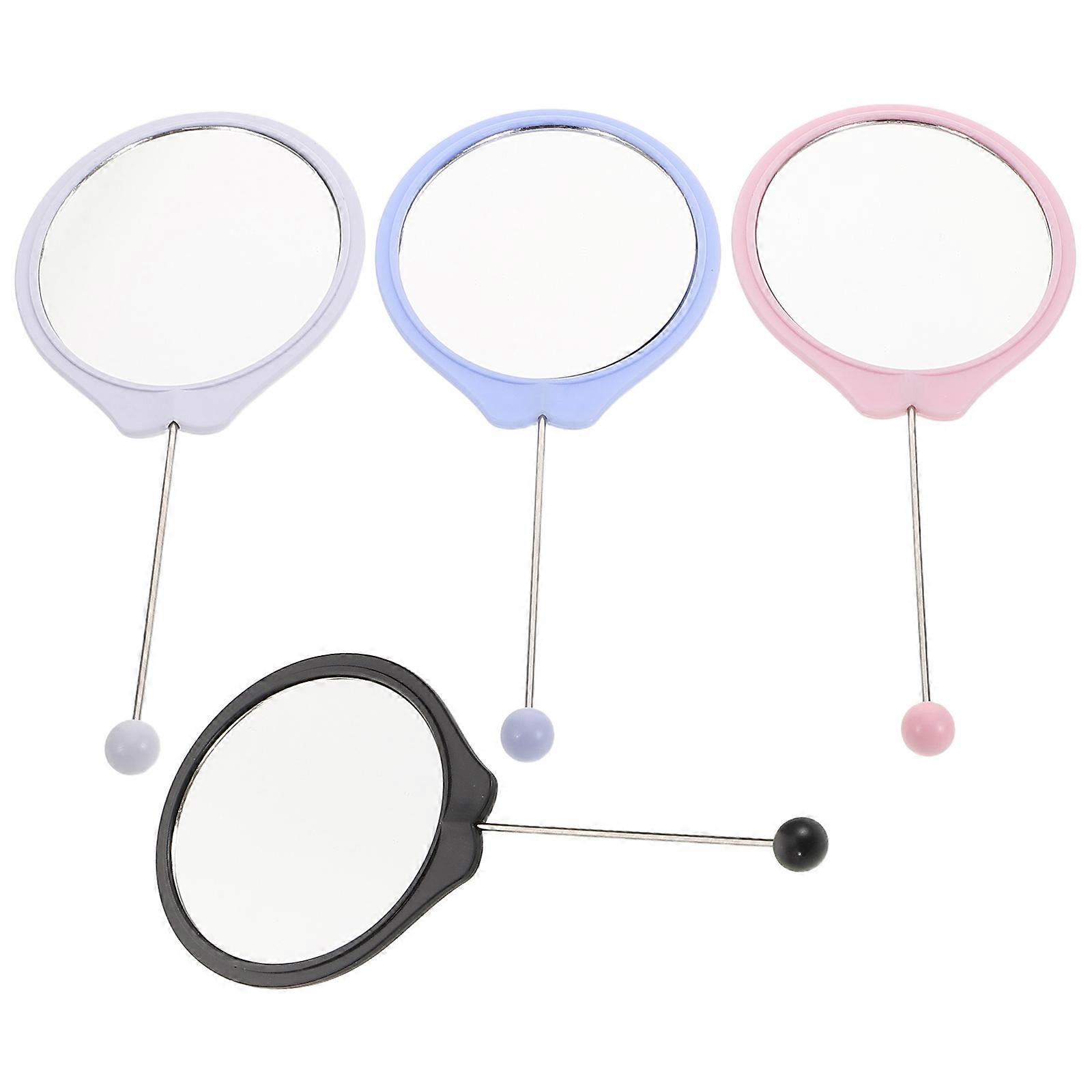 Handheld Beaded Makeup Mirror Assorted Color for Precise Makeup 4Pcs Set