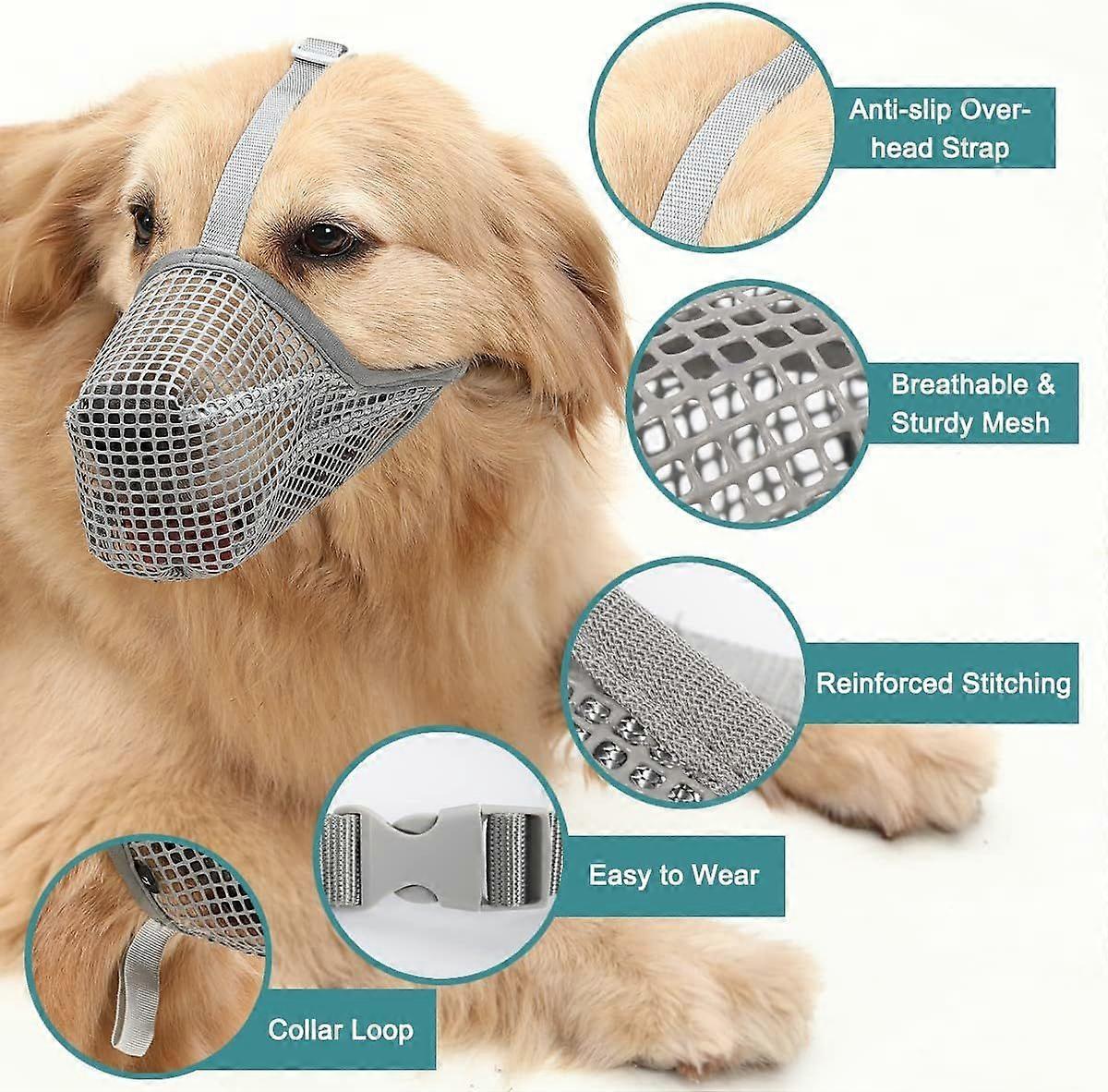 Dog muzzle, patented mesh muzzle, suitable for small, medium and large dogs,