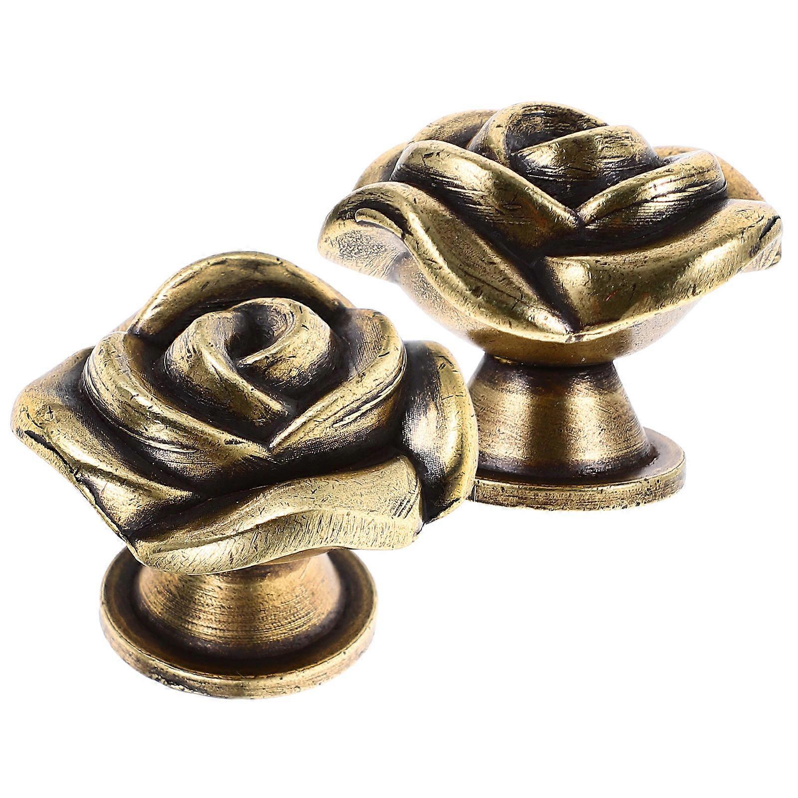 2pcs Vintage Cabinet Knobs Furniture Knobs Drawer Pulls Handle Rose Flower Furniture Knobs