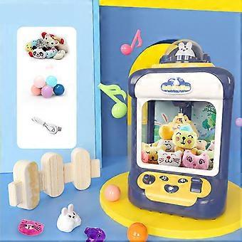 Mini Claw Machine for Kids, Plastic Arcade Toy with 10 Dolls and 10 Balls, Birthday Gift for Boys Girls Ages 3-8, Blue