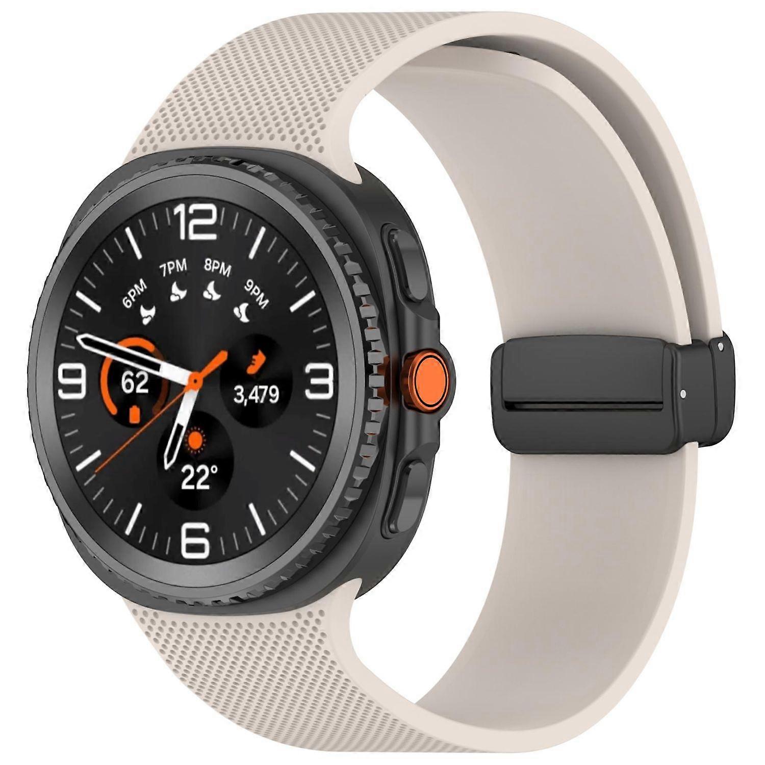 Silicone wristband with magnetic clasp for Samsung Galaxy Watch 8 / 8 Classic Checkered Design Beige