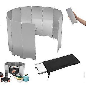 Folding Aluminum Camp Stove Windscreen Set with Air Vents, 12 Plates Lightweight Camping Stove Windshield for Outdoor Cooking