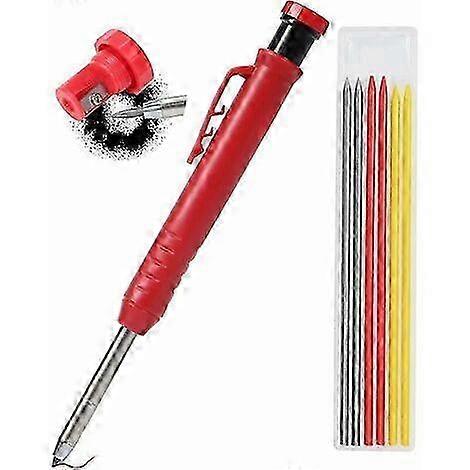 Solid Carpenter Pencil with Sharpener 6 Pieces Leads Construction Marking Tool