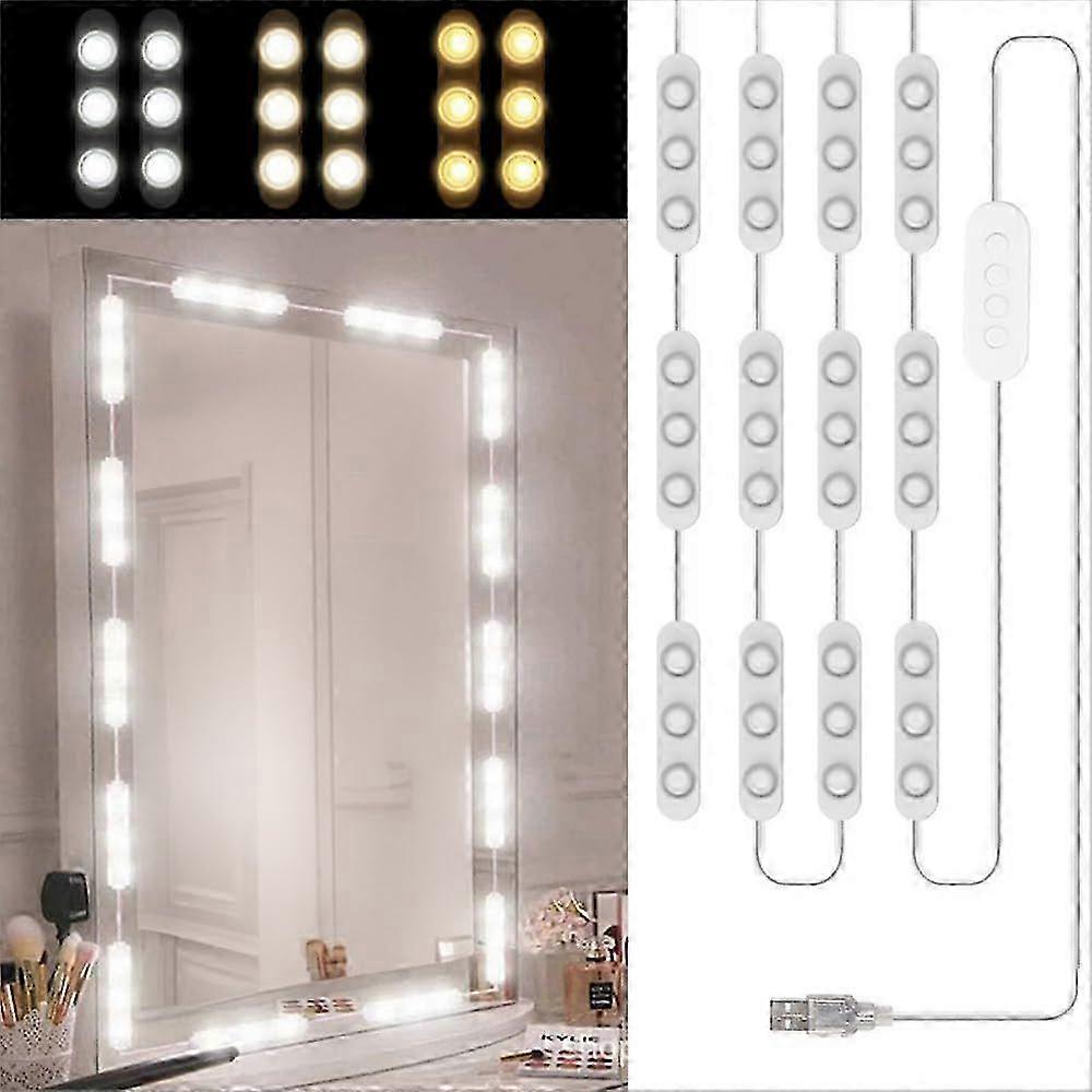 Dressing Table Mirror Light, 3 Dimmable Colors, Makeup Lamp compatible with Mirror