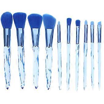Makeup Face Powder Brush Set for Face Makeup 10Pcs Blue Plastic Handle