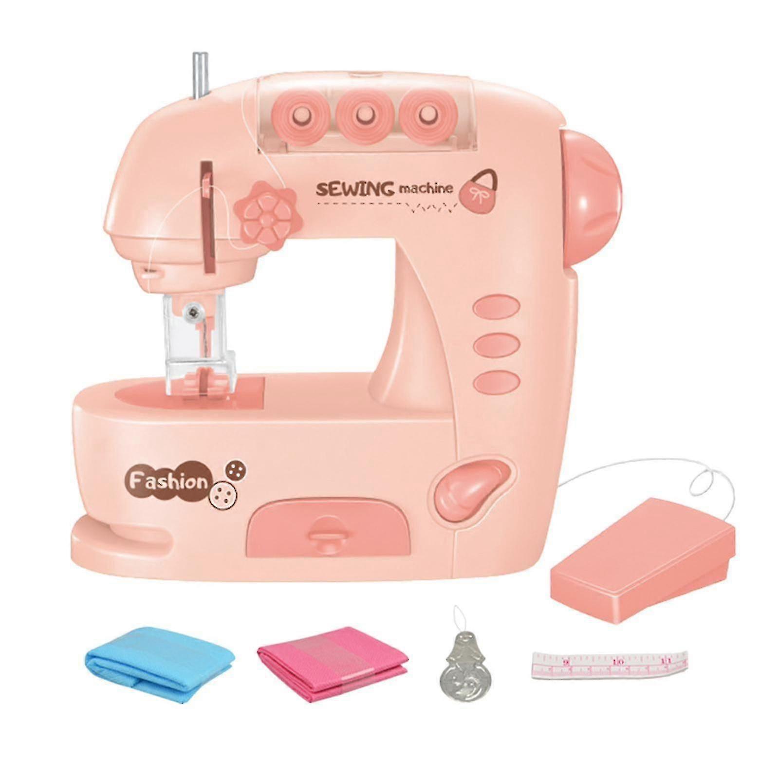 Mini Sewing Machine Educational Toy - Safe Non-Toxic ABS Plastic, Beginner Sewing Kit for Kids Boys Girls, Portable Battery Powered with Light Effects