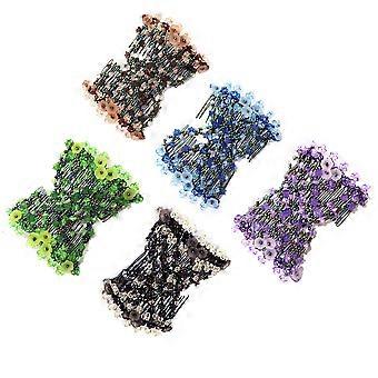 5 Pcs Stretch Beaded Combs Elastic Hair Combs Beaded Combs Elastic Beaded Comb