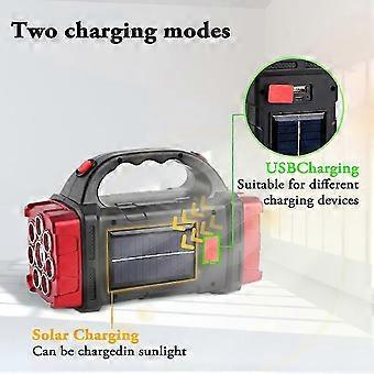 USB Rechargeable Flashlight Solar LED Light with COB Work Light 4 Gear Charge Mobile Phone Camping