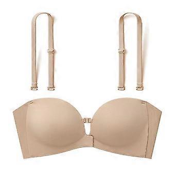 Womens Strapless Front Closure Bra Push Up Lift Bra Padded Add Cup Non Slip Anti-Slip Grip Removable Straps Wireless Supportive Seamless Comfortable